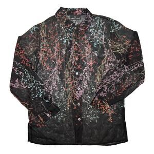 Vintage Carole Little Mesh Button Down Shirt Size 6